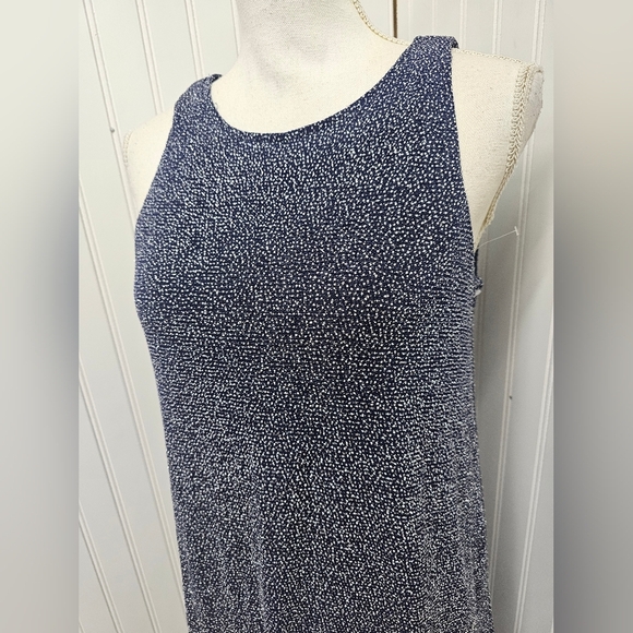 Elegant Navy Blue Sleeveless Dress With Silver Glitter MSK Size S - Picture 2 of 4